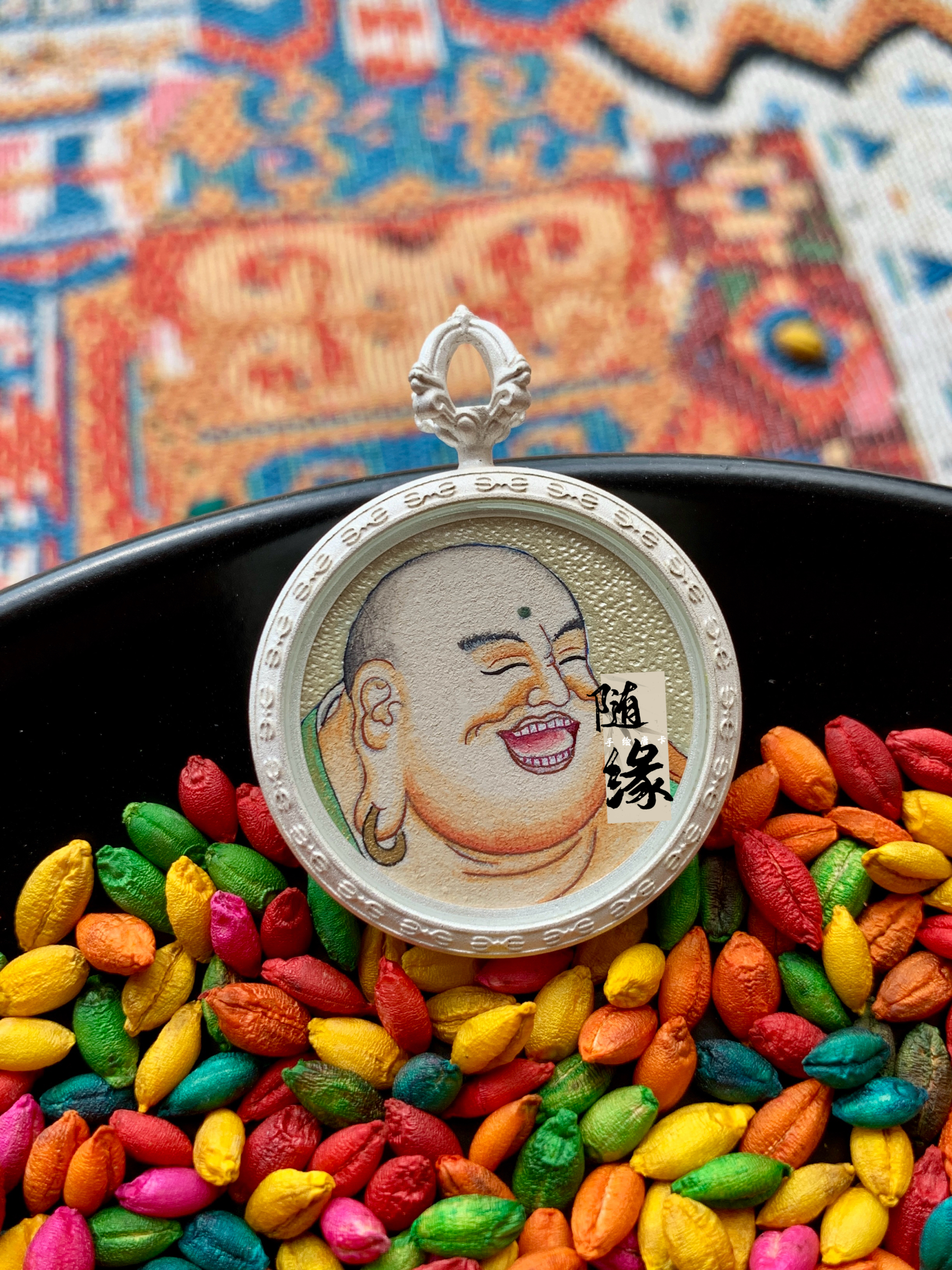 【随缘唐卡】纯手绘弥勒佛小唐卡