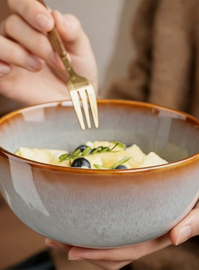 复古紫色6英寸面碗陶瓷小汤碗螺蛳粉碗甜品碗粥碗菜碗水果碗微瑕