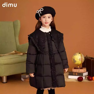 外套 洋气收腰夹棉袄保暖加厚儿童中长款 早莯2025女童棉服冬装 新款