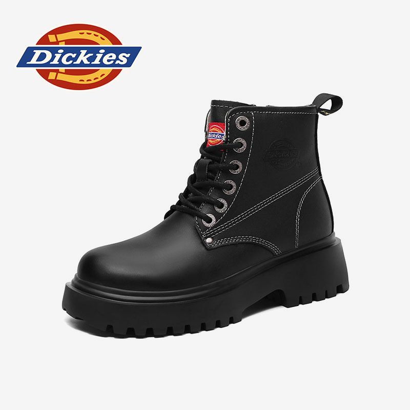 Dickies马丁靴女2025秋冬英伦时装靴厚底增高皮靴黑色加绒短靴子,女鞋,马丁靴,淘宝优惠券,粉丝福利购,淘宝优惠卷