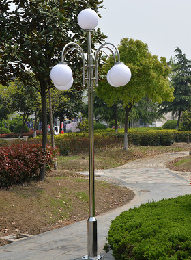 简约现代不锈钢庭院灯小区路5头3米高学校户外ip太阳能led灯新款