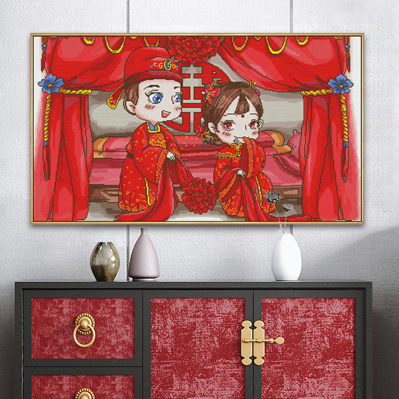 中式婚礼人物钻石画2021新款婚庆系列新结婚卧室点钻画送人礼物