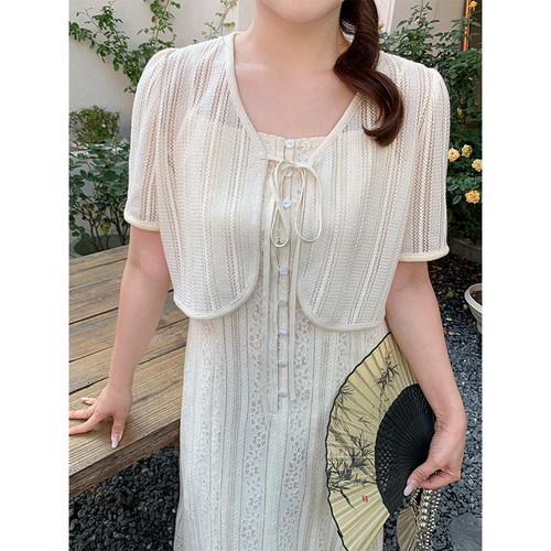 披肩短款短袖薄外搭配吊带裙开衫