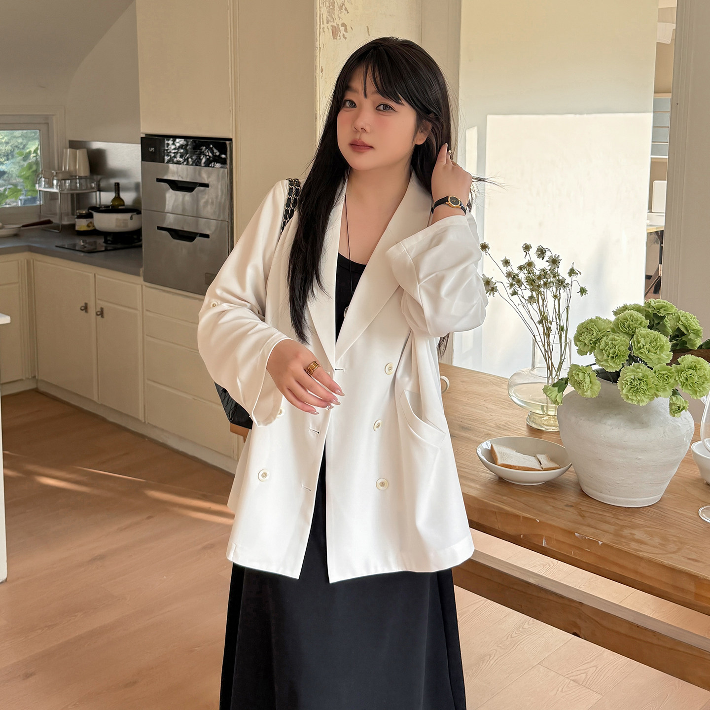 3.23日新品小波家2026夏季胖mm时尚西服外套气质慵懒风宽松显瘦