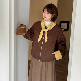 小波家2026冬季胖mm韩版设计感可拆披肩外套夹克棉服