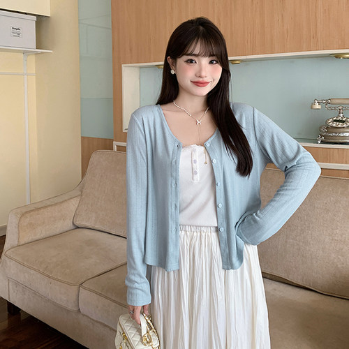 V领韩版高级感纯色百搭显瘦开衫
