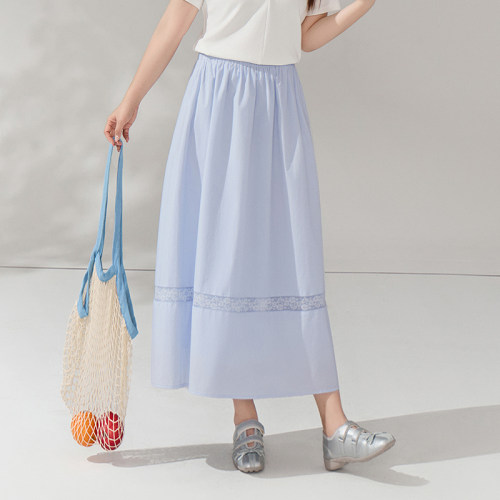 大码高腰蕾丝拼接少女感半身裙