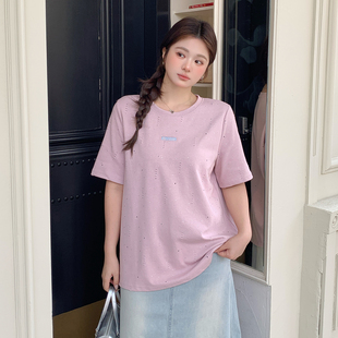 3.23日新品小波家2026夏季胖mm圆领正肩T恤休闲微胖显瘦短袖上衣