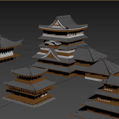 古代建筑群模型01200624三维图纸（3DMAX格式）