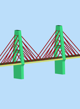 简单的斜拉桥模型2200424三维图图纸（SLDPRT格式）