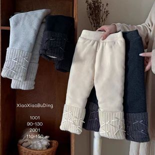 25冬女童加厚特厚1200克羊绒蚕丝过冬拼接打底裤零下加厚保暖外穿