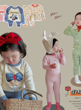 儿童秋衣秋裤套装宝宝保暖衣内衣磨毛家居服女童纯棉睡衣 a类冬季