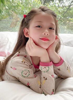 礼盒装 女童高端纯棉睡衣儿童保暖内衣家居服秋衣秋裤套装大童a类