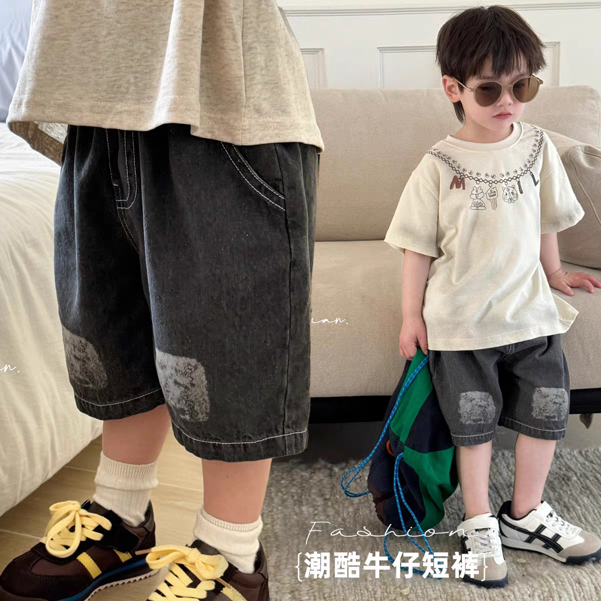 夏季儿童薄款个性软牛仔五分裤 男童韩版帅气潮百搭外穿短裤
