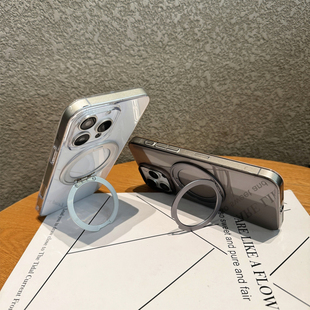 Max 发 适用苹果17 Pro 13透明水晶保护套PC高透大孔 批 360支架手机壳iPhone15