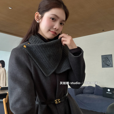 品韩系名媛千金风小香风加厚保暖羽绒服外套(配可拆卸围巾,腰带)