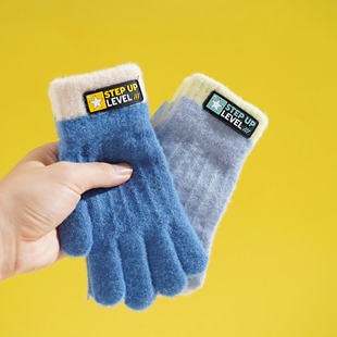 儿童保暖手套中大童男孩初中学生休闲保暖手套骑行户外防寒冻五指