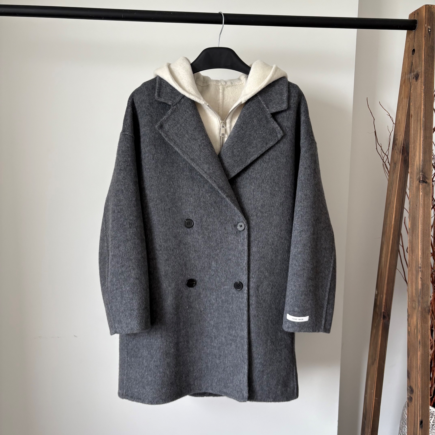 2025冬新款连帽拉链马甲羊毛大衣