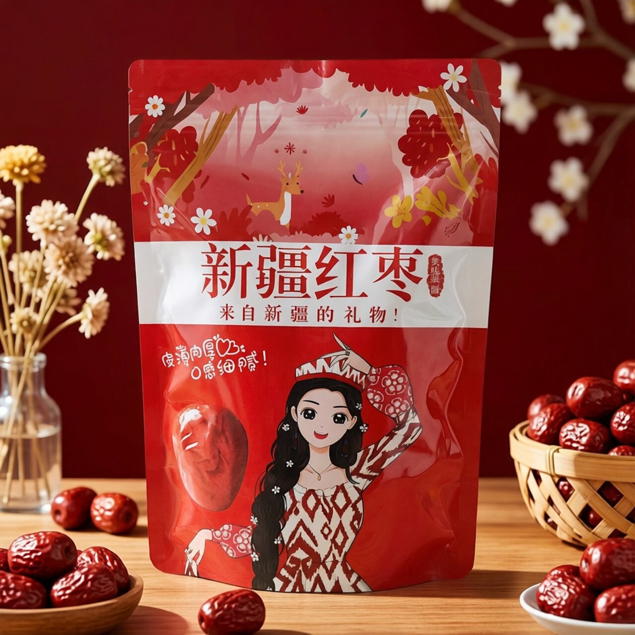 新疆灰枣红枣自然吊干红枣500g散装灰枣煮粥泡茶干果孕妇零食特产