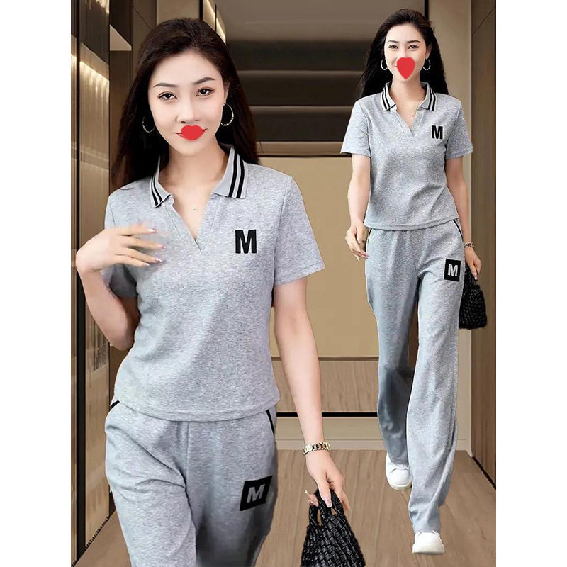 2026夏季时尚小个子减龄短袖阔腿裤两件套爆款休闲运动服套装女士