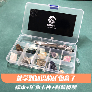荧光矿物晶体365紫晶体矿石猫矿实验科学教具教学配套科普地质变