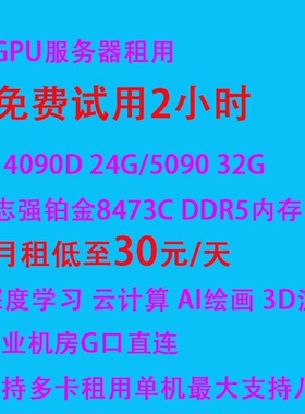 GPU租用4090/5090显卡仿真工作站算力出租深度学习远程服务器制图