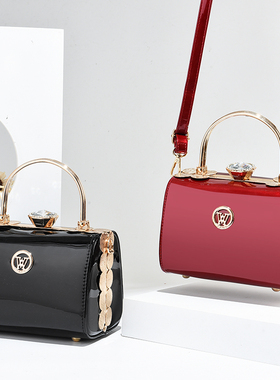 时尚斜挎手机包2026潮百搭真皮大红色新娘晚宴小箱子手提单肩包包