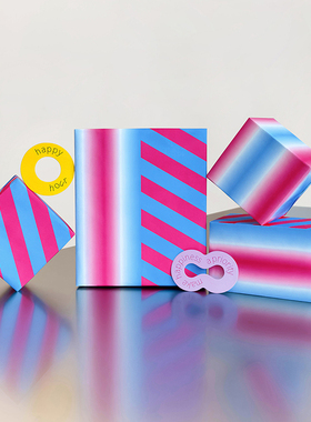 【现货】PaperPlay 原创红蓝渐变包装纸 生日圣诞 礼物包装包书纸