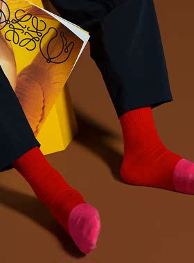 【现货】PPdaily 原创棉袜 中筒撞色条纹拼色 四季男女精梳棉袜子