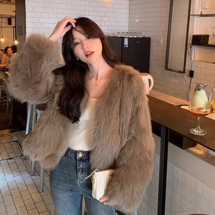 秋冬新款托斯卡纳毛毛外套短款韩版草草时尚百搭仿皮草外套