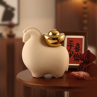 创意寓意吉祥生肖摆件陶瓷礼盒装 马上有钱伴手礼新年乔迁开业礼物