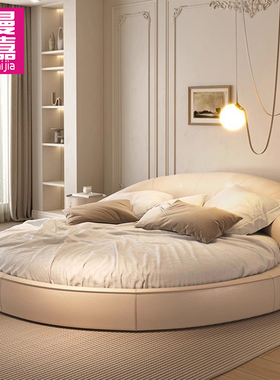 新款GAMMA意式极简圆床双人床轻奢奶油风软床公主床婚床主卧大床