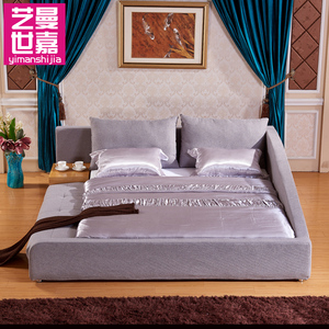 日式韩式榻榻米1.8米双人北欧床现代简约布艺软床864