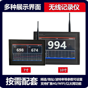 RE59-07多路无线温度记录仪7寸10寸昆仑通态mcgs组态触摸屏RS485