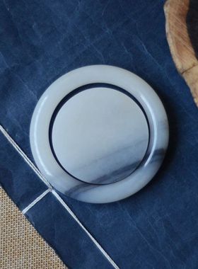 水墨意境羊脂玉圆条手镯