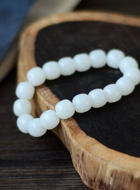 和田玉单圈手链羊脂玉手串高密度12×11mm直径老形珠手链带证书