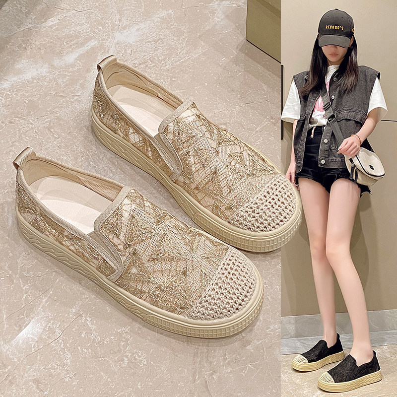 渔夫鞋女2025春夏季新款防滑一脚蹬单鞋子平底网面小香风透气板鞋,女鞋,时尚休闲鞋,淘宝优惠券,粉丝福利购,淘宝优惠卷