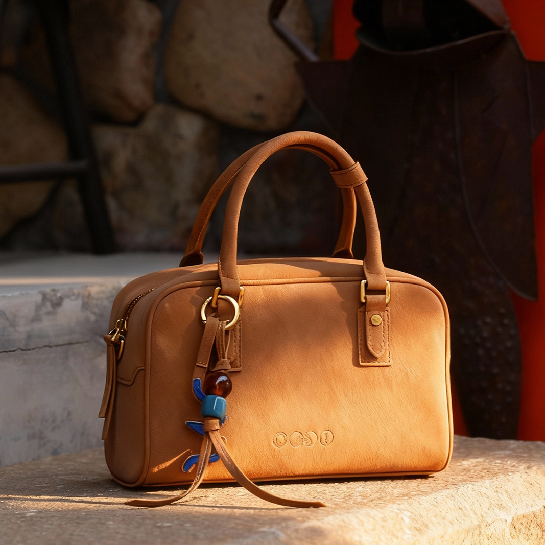 omi欧米秋冬擦色新款包包手提包纹理感单肩斜挎包名媛风复古方包