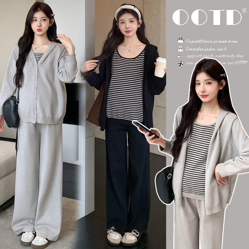 婧麒孕妇套装早春洋气遮孕肚长袖宽松显瘦遮孕肚高品质