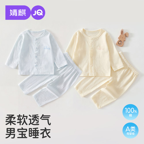 JQ婧麒婴儿分体套装夏薄纯棉睡衣