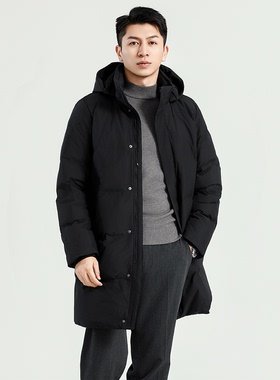 25冬季新款男装无缝羽绒大衣/外套连帽羽绒服中长款90鸭绒478280
