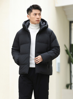 24秋冬新款男装无缝羽绒服短款连帽防水休闲外套459624/470077