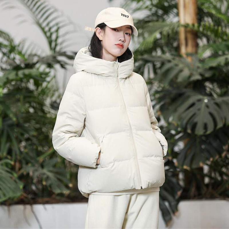 优冬季女款无缝羽绒服短款连帽