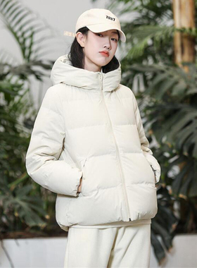 优冬季女款 无缝羽绒服短款连帽休闲百搭宽松外套440950/460920