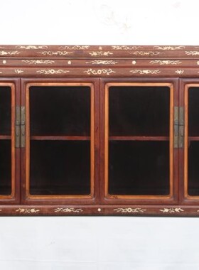 古之宝明清老家具一只清代花梨木嵌骨四门小柜古玩收藏古董收纳柜