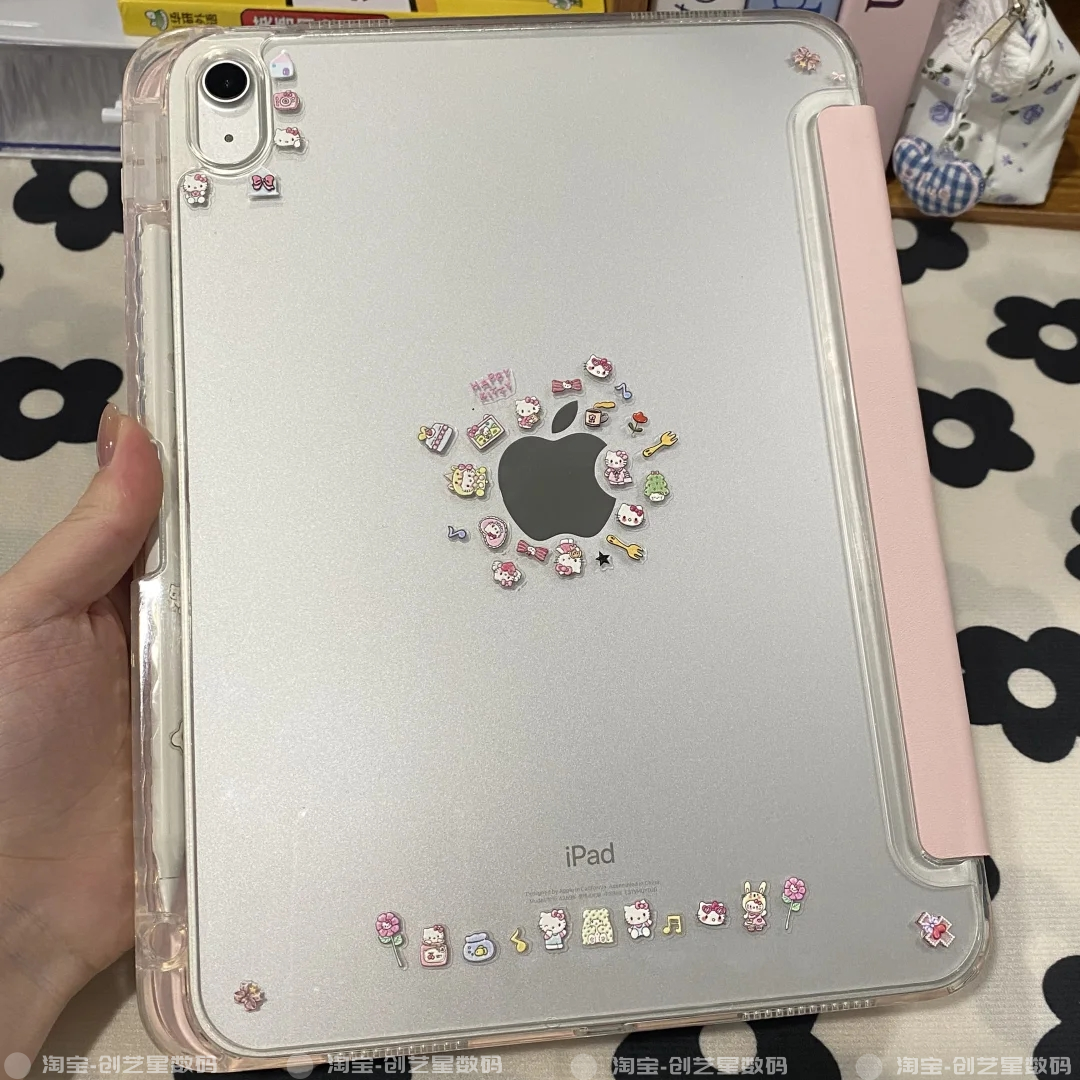 3y折适用ipad保护套ipad11代平板壳苹果10带笔槽日韩蝴蝶结可爱猫air8/7横竖屏mini6防弯亚克力pro11轻薄防摔