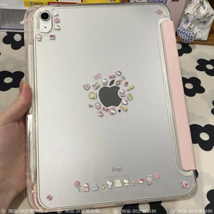 3y折适用ipad保护套ipad11代平板壳苹果10带笔槽日韩蝴蝶结可爱猫air8/7横竖屏mini6防弯亚克力pro11轻薄防摔