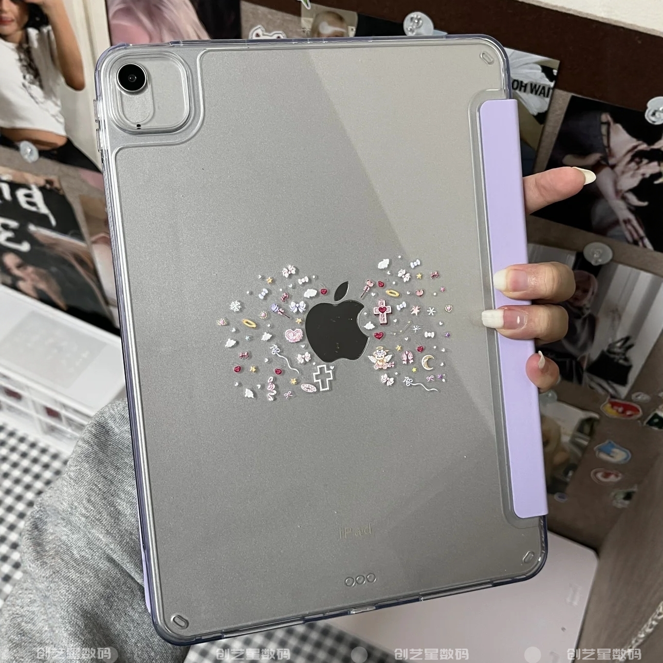 DIY贴纸2025新款无笔槽iPad保护壳第11代A16适用苹果Pro11寸Air7保护套mini6平板Y3折10代10.9防弯亚克力硬壳