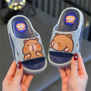 可爱防滑室内软底防臭凉拖鞋 儿童静音拖鞋 卡皮巴拉小学生男童夏季