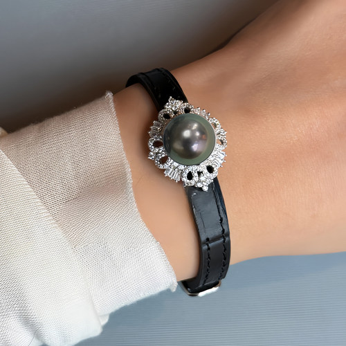 海水大溪地黑珍珠tahiti孔雀绿